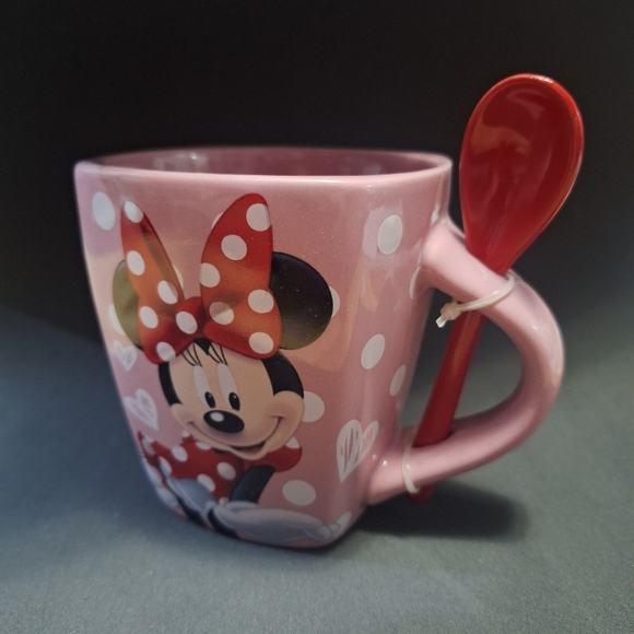 New Pink Minnie Mouse Mug with Spoon - Picture 5 of 6
